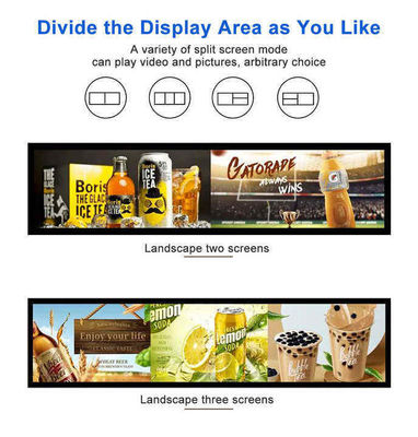 24 inch Ultra Wide Resolution Stretched Bar Type LCD Advertising Display De perfecte keuze voor supermarkt winkel