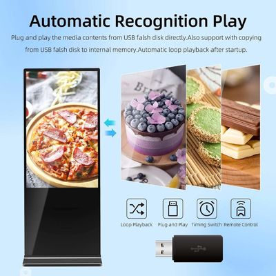 75 inch verticale AD kiosk LCD reclame display Android touchscreen vloer totem