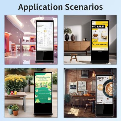 75 inch verticale AD kiosk LCD reclame display Android touchscreen vloer totem