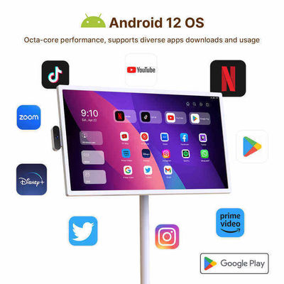 Draagbare indoor 24 inch Android Moving Smart Stand By Me Floor Standing Smart TV