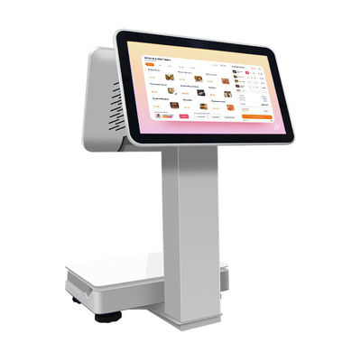 15.6+14 inch Dual Touch Screen POS Terminal met weegpan barcode scanner en thermische printer voor detailhandel