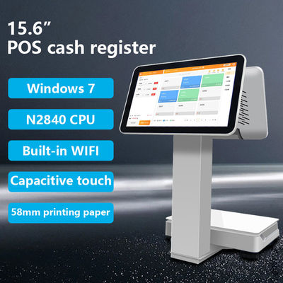 15.6+14 inch Dual Touch Screen POS Terminal met weegpan barcode scanner en thermische printer voor detailhandel
