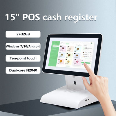 15 inch N2840 Desktop POS Machine Restaurant POS Terminal 2+32GB All in One POS systeem met klant display