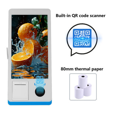 Restaurant Zelfbediening Bestel Kiosk Win 8+128GB Zelfbediening Betaalkiosk met printer Nfc QR-code scanner