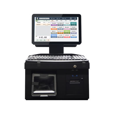 14 inch Dual Touch Screen Windows7 POS Kassaregister i3 Cpu 4+64GB Desktop POS Terminal met Printer, Toetsenbord, Scanner