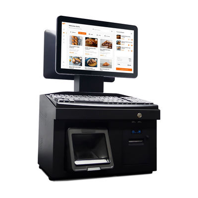 14 inch Dual Touch Screen Windows7 POS Kassaregister i3 Cpu 4+64GB Desktop POS Terminal met Printer, Toetsenbord, Scanner