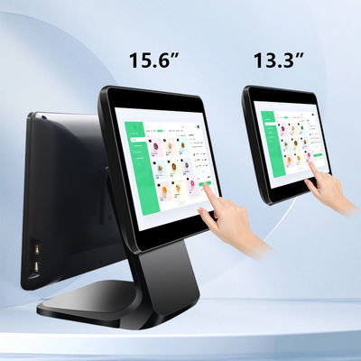 13.3/15.6 inch Dual Touch Screen POS System I3 Windows System Retail Store POS Terminal met opvouwbare basis