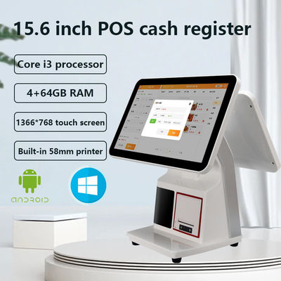 Android Besturingssysteem 15,6 inch Dual Touchscreen POS-apparaat voor Epos Facturatie en Kassaregister Alles-in-één