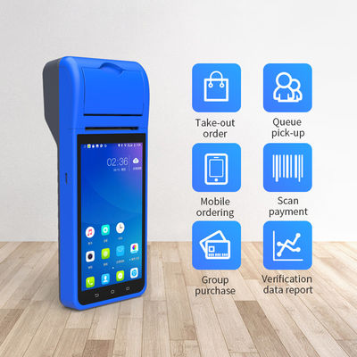 5.5" Handheld Android POS-systemen Kassa Machine Touchscreen Mobiele POS-terminal WiFi USB NFC Betaling voor Detailhandel Blauw