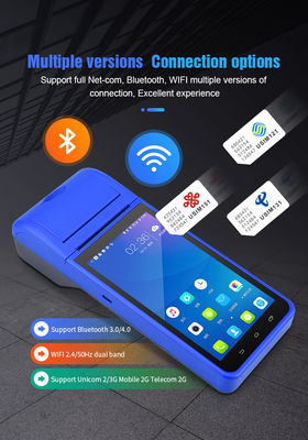 5.5" Handheld Android POS-systemen Kassa Machine Touchscreen Mobiele POS-terminal WiFi USB NFC Betaling voor Detailhandel Blauw