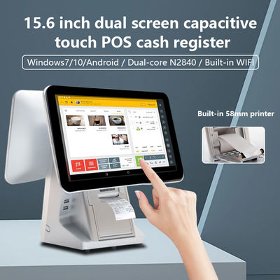 Win7/10 Android Compatibel 15,6 inch Dual Screen POS Systeem Monitor Duurzame IPS Touch Monitor voor Supermarkt Restaurant