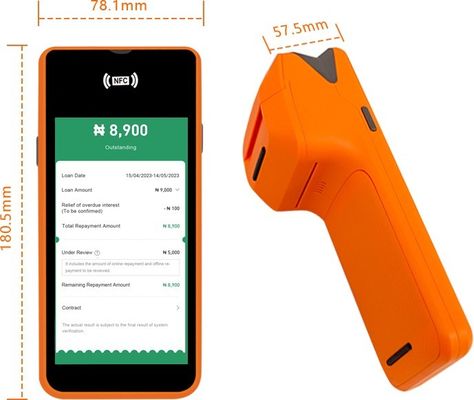 Android 11 5,45 inch Handheld POS Terminal met 58mm Thermal Printer NFC WiFi USB Connectivity en 32GB/64GB Memory Best