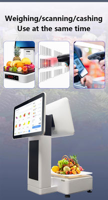 Supermarkt POS-systeem 15,6 inch dubbel aanraakscherm met ingebouwde weegschaal printer draadloos protocol NFC-interface VGA