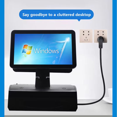 15,6 inch Dual Screen Touch All-in-One POS Systeem met Kassalade en Ingebouwde 58mm Printer 2GB RAM Supermarkt