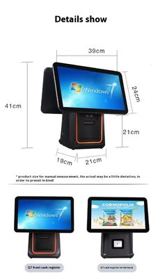 Retail Restaurant Billing Machine 15,6 inch Dual Screen POS-systeem met Win-besturingssysteem en Android POS