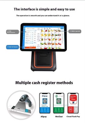 Retail Restaurant Billing Machine 15,6 inch Dual Screen POS-systeem met Windows-besturingssysteem en Android POS