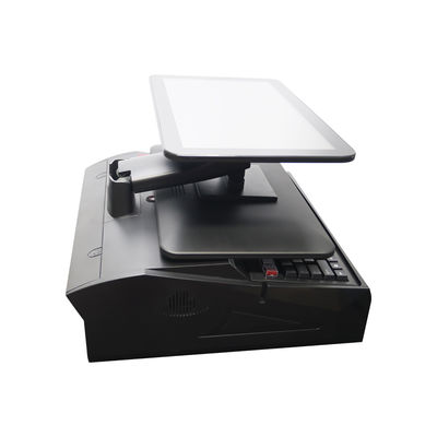 OEM ODM 15,6 inch dual screen Windows 7 POS kassa N2840 CPU 2+32GB desktop POS terminal met 58mm printer, toetsenbord