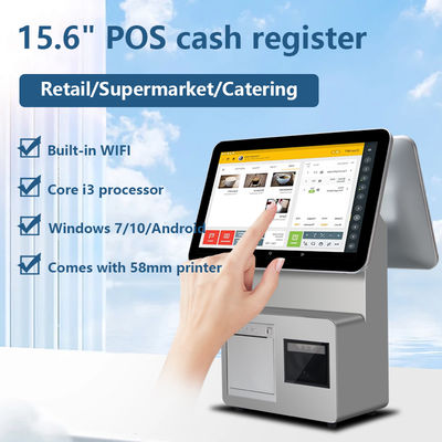 15,6 inch POS-kassa met dubbel scherm, I3-processor, 4+64GB, Retail POS-systeem, Supermarkt POS-terminal