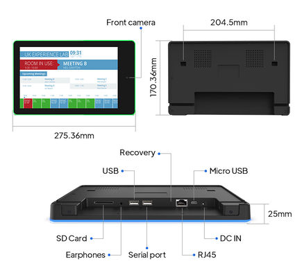10.1" RK3288 Android vergaderzaal reservering tablet met NFC, POE en LED lichtbalk