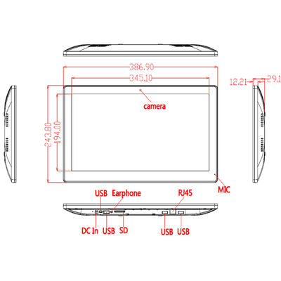 15,6 inch ultradunne alles-in-één touchscreen pc met 8 GB ROM, wifi, RJ45 en PoE