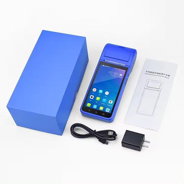 5.5" Handheld Android POS-systemen Kassa Machine Touchscreen Mobiele POS-terminal WiFi USB NFC Betaling voor Detailhandel Blauw