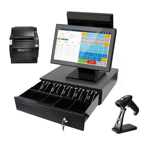 Barcode scanner printer type 15,6 inch Windows alles-in-één touchscreen POS machine detailhandel kassa 4 64G